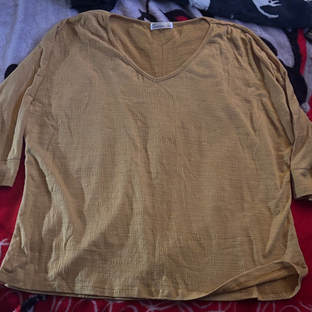 89th & Madison Mustard Blouse